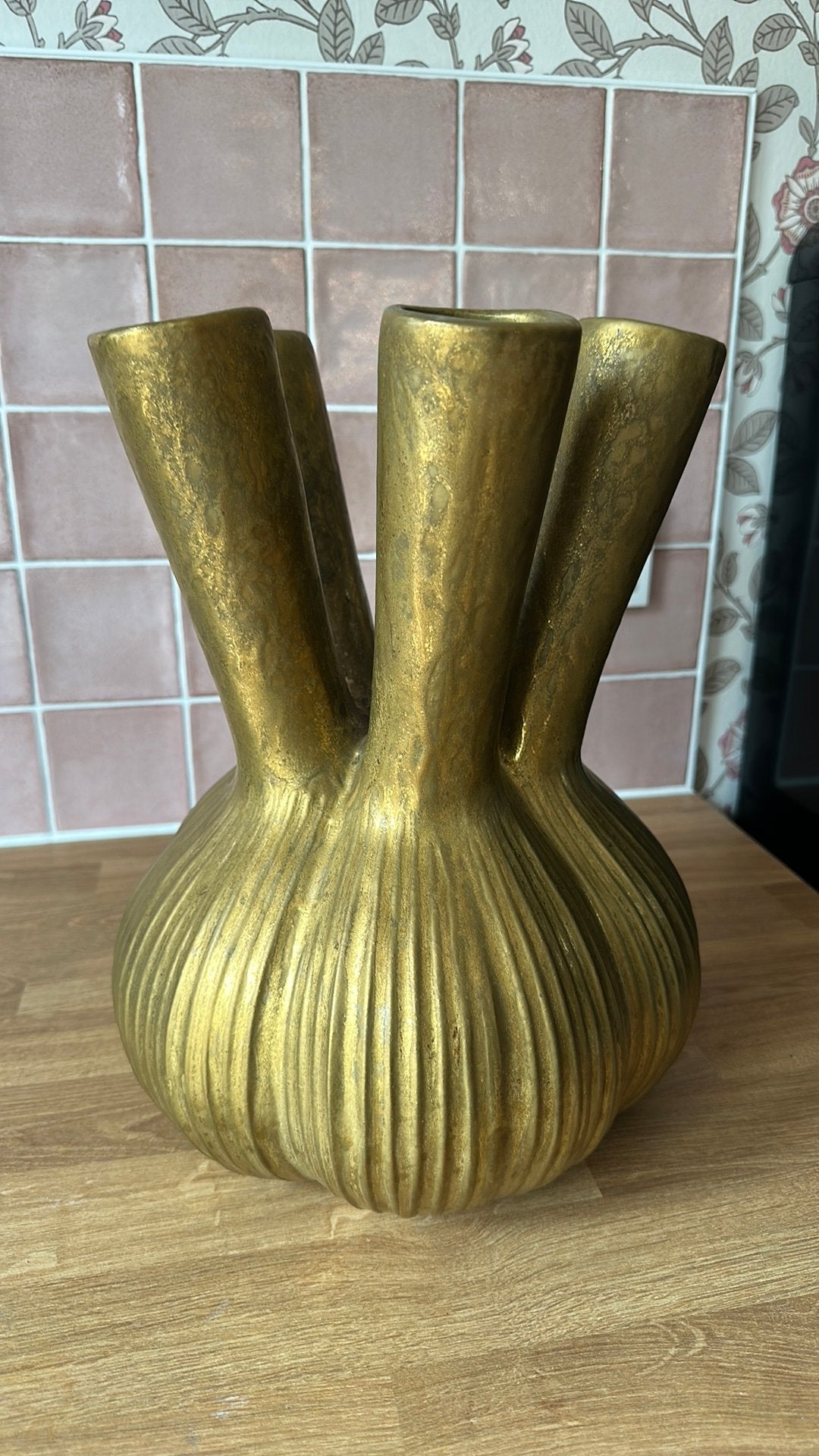 Kastopruiming! Mooie toetervaas groot in kleur goud, Ophalen, Zo goed als nieuw, Goud