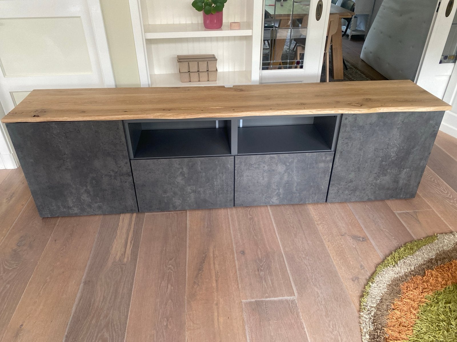 Ikea Besta kast met massief eiken blad, Ophalen, Gebruikt, Eikenhout, 200 cm of meer