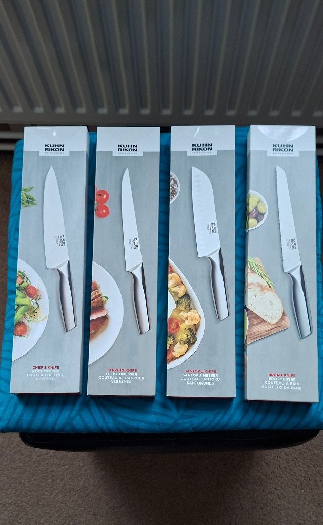 nieuw kuhn rikon messenset koks, vlees, santoku en brood mes, Ophalen, Bestekset, Nieuw, Rvs of Chroom