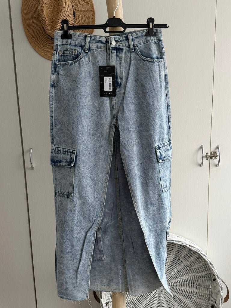 NIEUW > Lange Spijkerrok met Split / Loavies / Maat M, Kleding | Dames, Maat 38/40 (M), Blauw, Nieuw, Ophalen of Verzenden