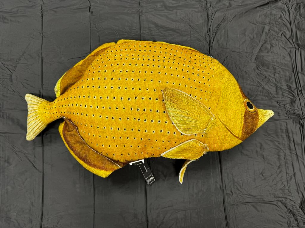 Vissenkussen van J-line, ongeveer 40 cm, Huis en Inrichting, Ophalen of Verzenden, Nieuw, Geel, Overige vormen