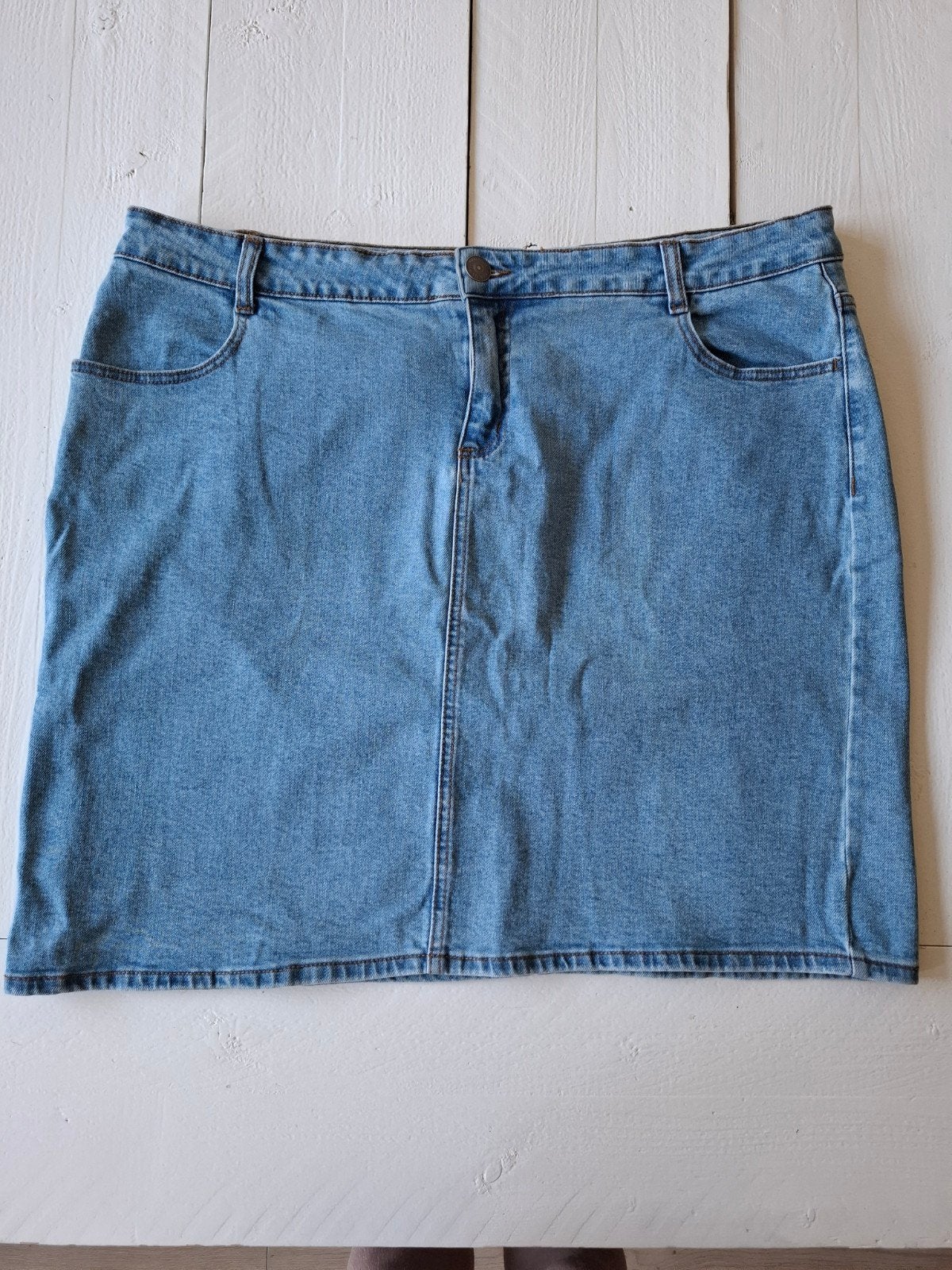 Lichtblauwe spijkerrok maat 48-50  KIABI, Ophalen of Verzenden, Maat 46/48 (XL) of groter, Blauw