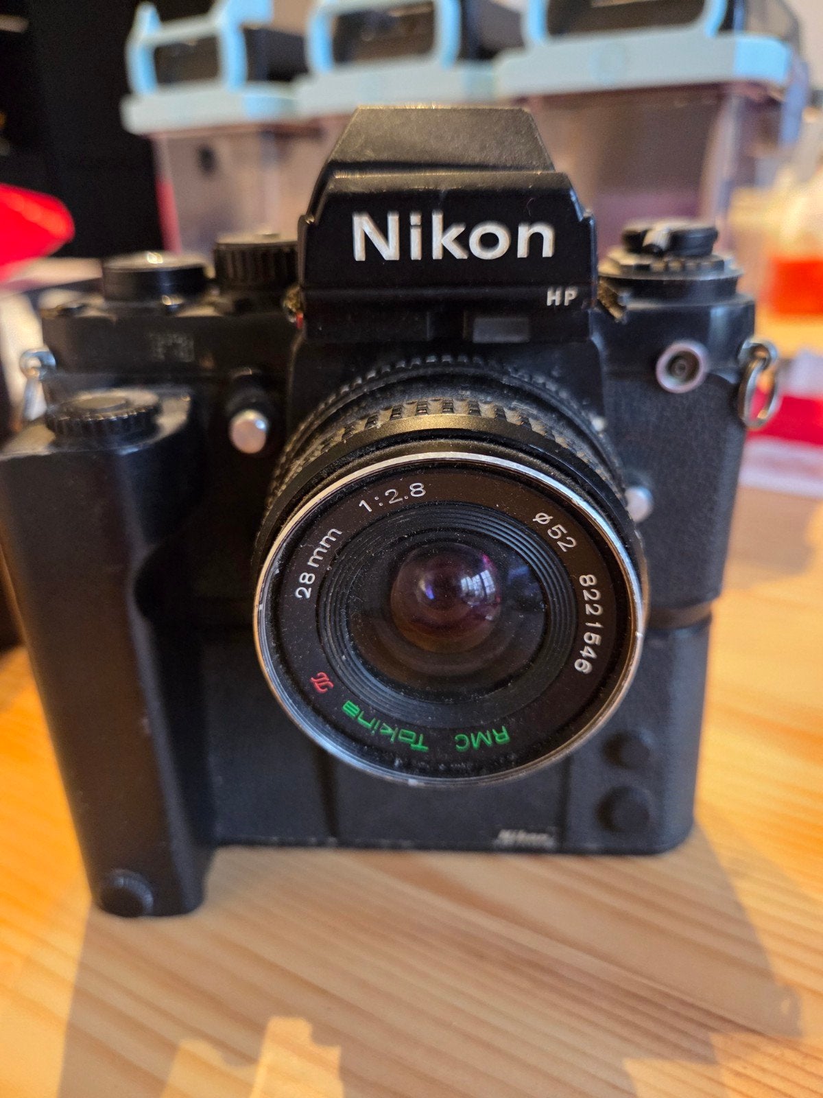 Nikon F3 HP Spiegelreflexcamera met MD-4 en 3 lenzen, Ophalen of Verzenden, Gebruikt, Spiegelreflex, Nikon