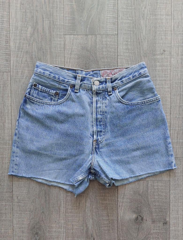 Vintage 90s Levis 901 denim shorts, Blauw, Ophalen of Verzenden, W28 - W29 (confectie 36), Gedragen