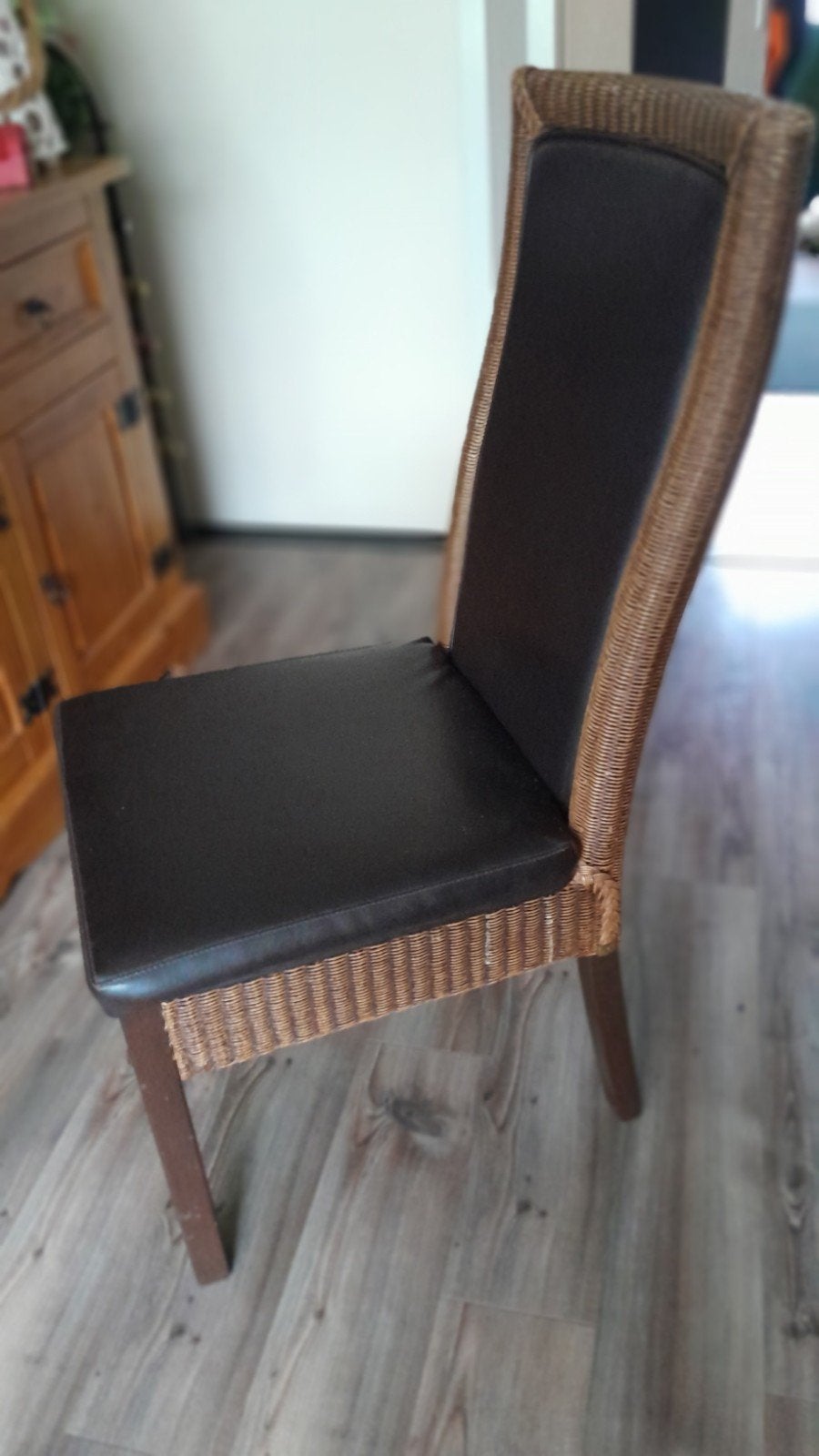 Eettafel compleet met 4 rieten stoelen, Ophalen, Gebruikt, Vier personen, Overige houtsoorten