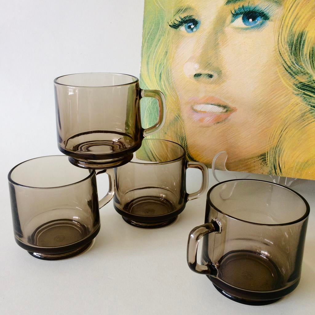 Set van 4 Vintage Kopjes Douwe Egberts Moccona Oploskoffie, Verzamelen, Ophalen of Verzenden, Zo goed als nieuw, Overige typen