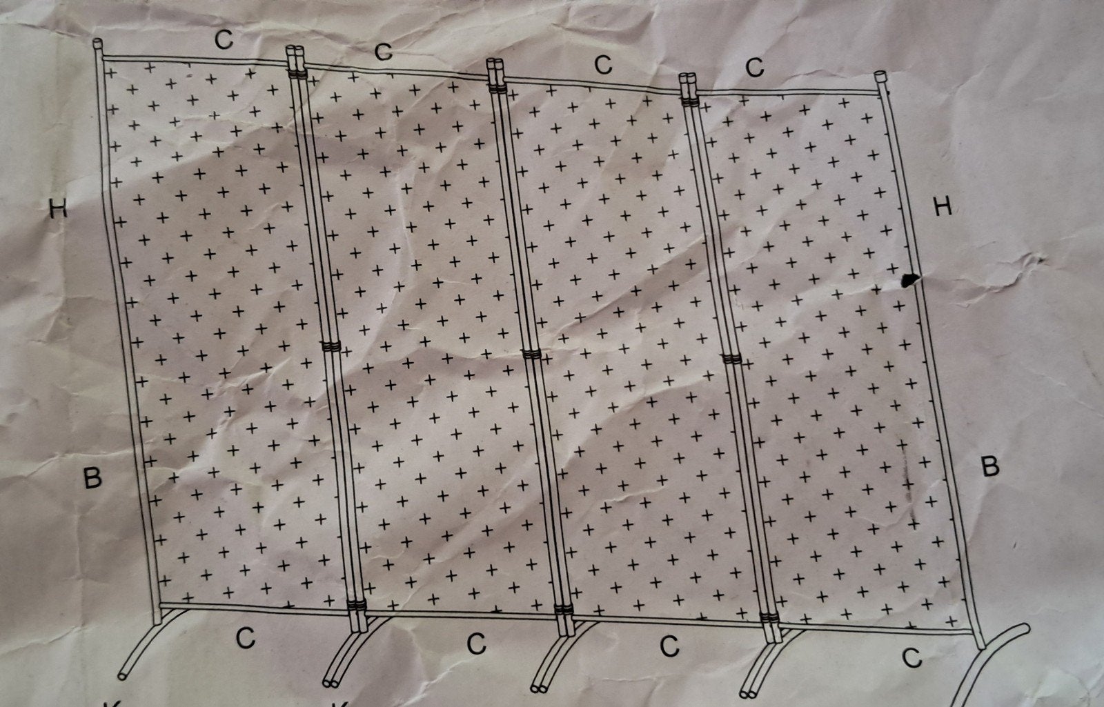 4-delig Paravent Scherm Natuurlijk 333x170cm, Ophalen of Verzenden, Nieuw
