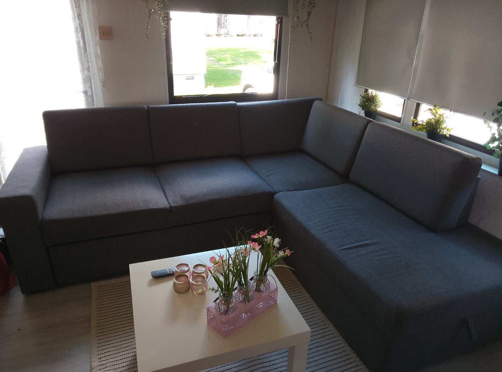 Nette slaapbank/ hoekbank  BEDSTED van Jysk, Huis en Inrichting, Ophalen, Gebruikt, Tweepersoons, Grijs