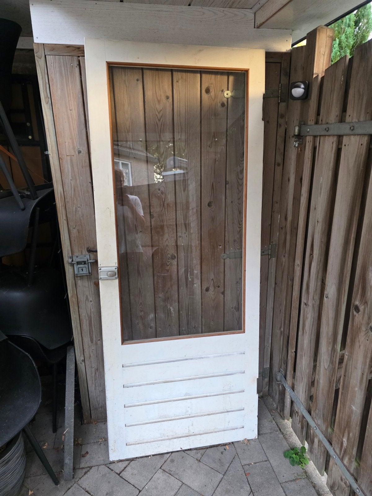 Houten deur met glas 207x83, Doe-het-zelf en Verbouw, Deuren en Horren, Ophalen, Gebruikt, 80 tot 100 cm, Binnendeur