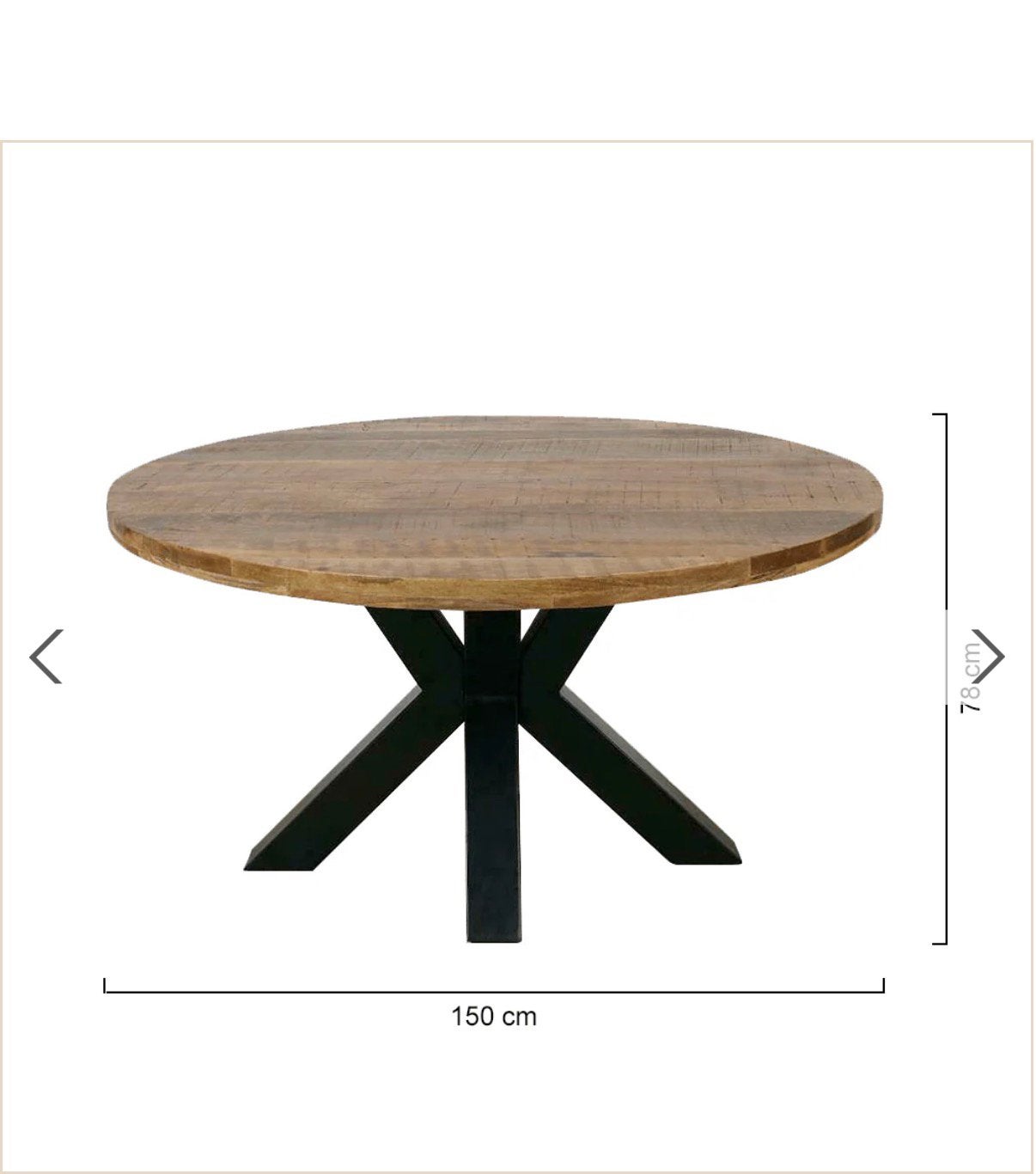 Ronde eettafel met blad van 1.50 rond, Ophalen, 100 tot 150 cm, Rond, Zo goed als nieuw