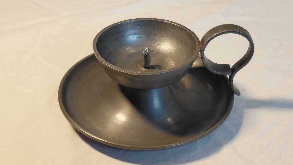 Tinnen kandelaar / blaker, Ophalen of Verzenden
