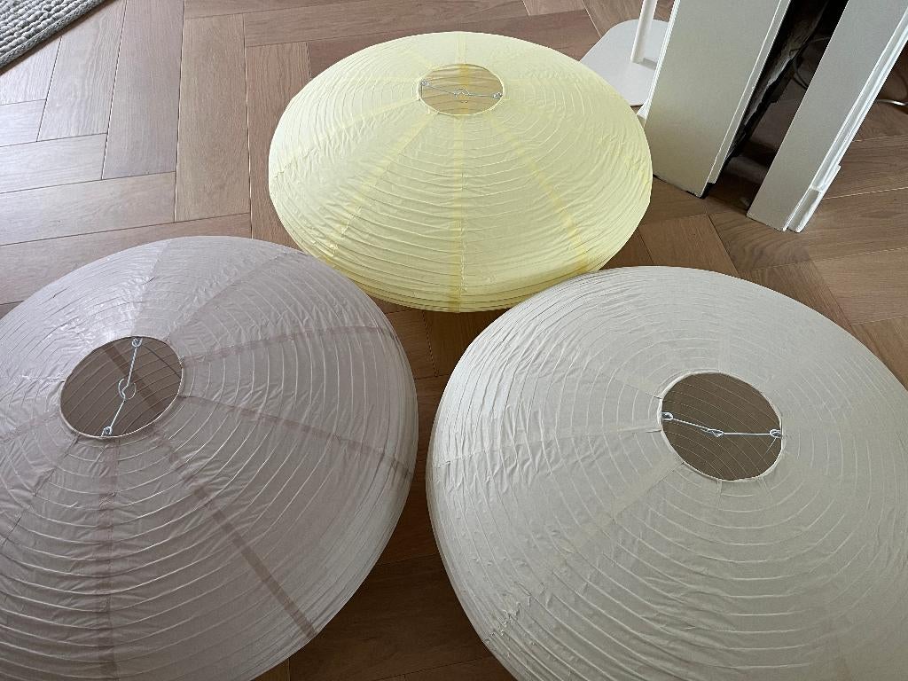 3 Lampenkappen van rijstpapier, Ophalen, Crème, Zo goed als nieuw, Ovaal