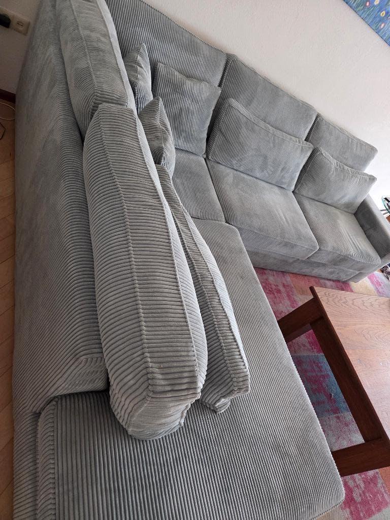 Hoek bankstel van rip stof antraciet, Huis en Inrichting, Ophalen, Gebruikt, 100 tot 125 cm, Hoekbank
