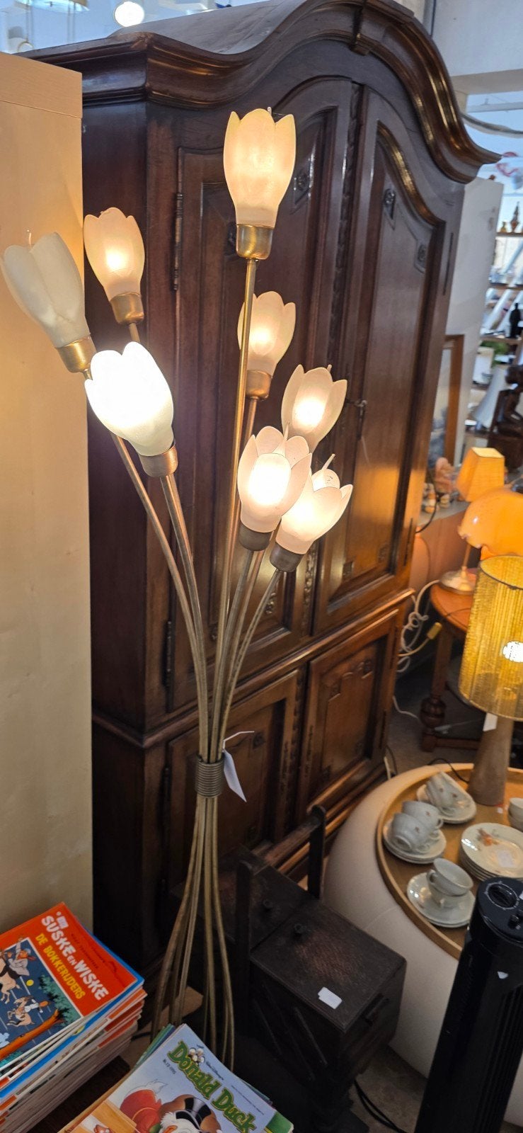 Vintage bloemenlamp - sfeervolle staande lamp, Ophalen
