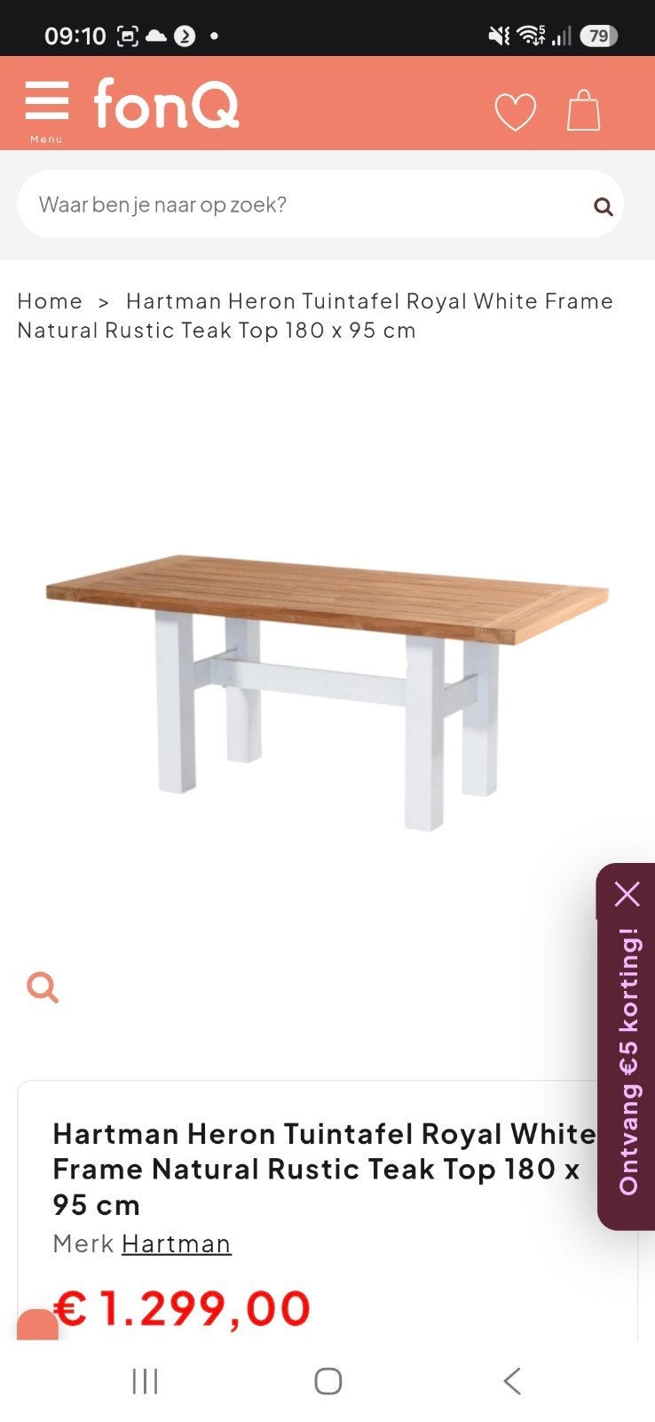 Hartman Yasmani/Heron tuintafel 180 cm wit WVP €1299,-, Ophalen, Eettafel, Tuinset, Nieuw