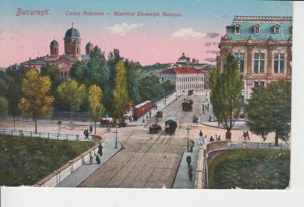 D042 ansichtkaart Boekarest kruispunt 1904 zonder auto's, Ophalen of Verzenden, Voor 1920, Gelopen, Overig Europa