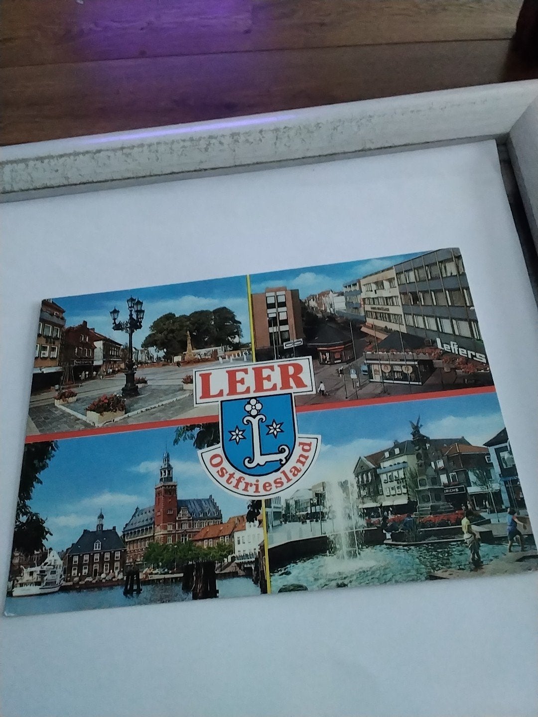 Oude ansichtkaart Leer Ostfriesland met postzegels, Ophalen of Verzenden, 1960 tot 1980, Gelopen
