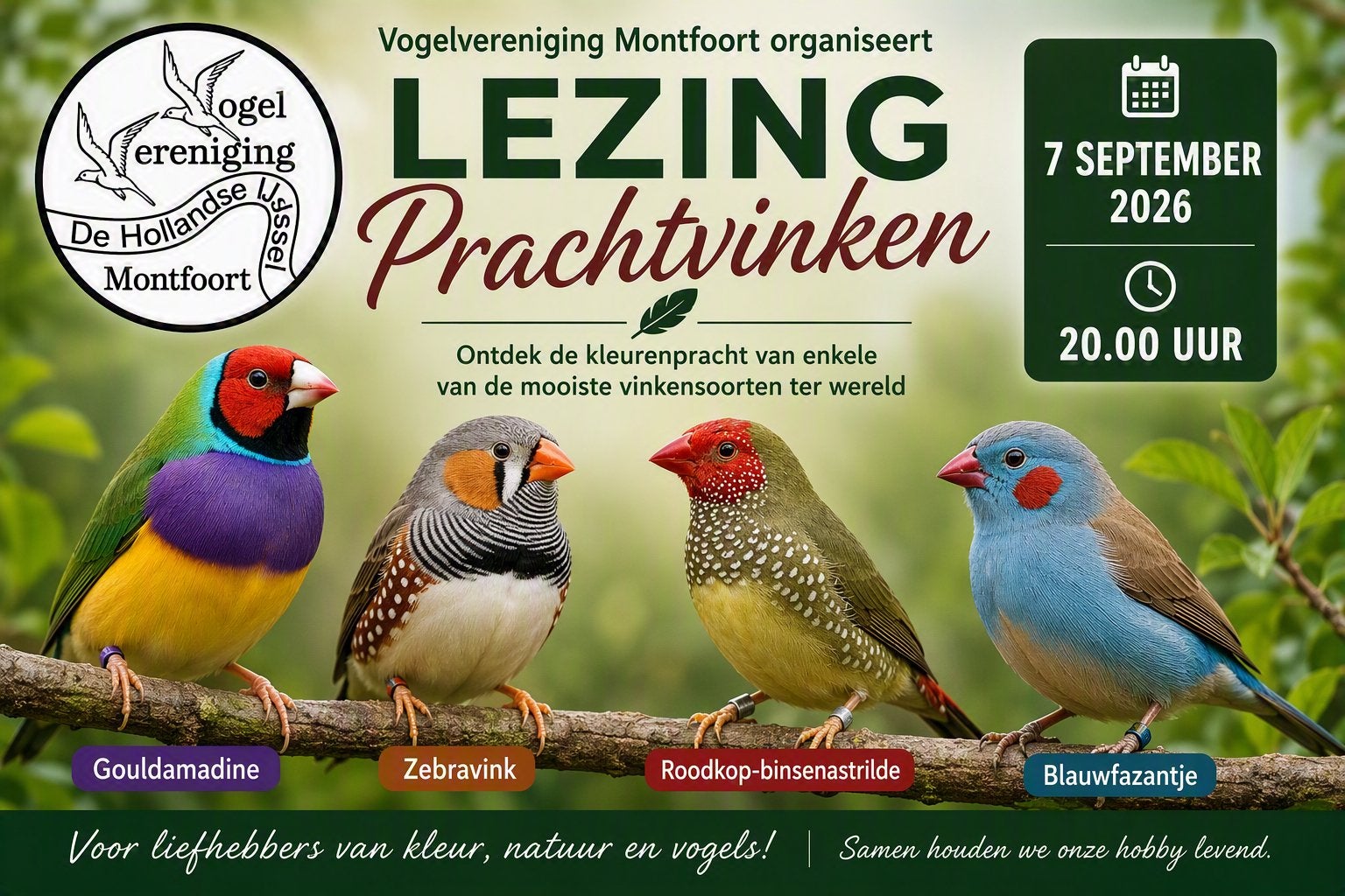 Lezing Prachtvinken door Hans Wagenaar in Montfoort, Meerdere dieren
