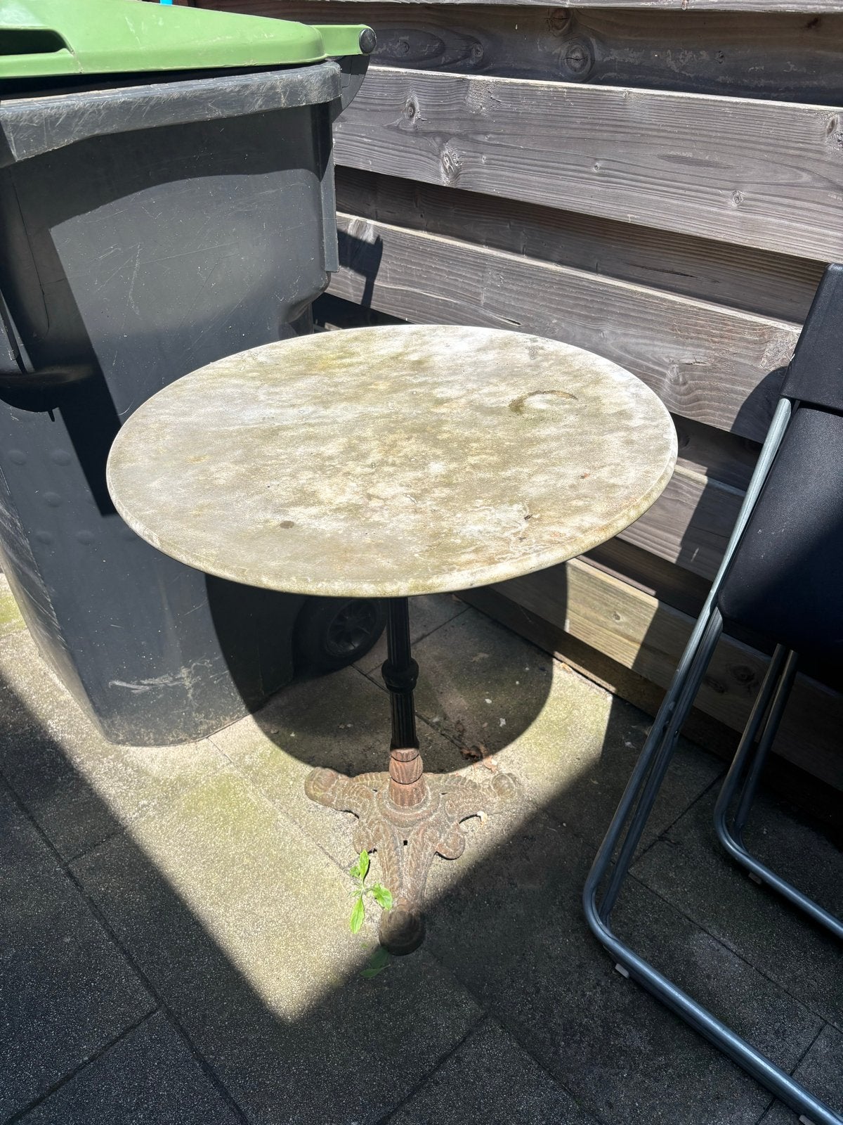 Antieke bistrotafel met marmeren blad gebruikte staat, Antiek en Kunst, Ophalen