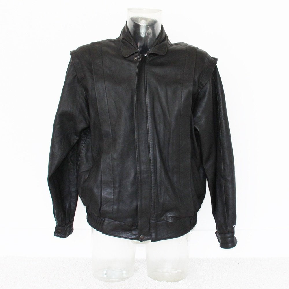 Soepele Leren Vintage Heren Jas281* (L) € 75,-, Maat 52/54 (L), Onbekend, Zwart, Ophalen of Verzenden
