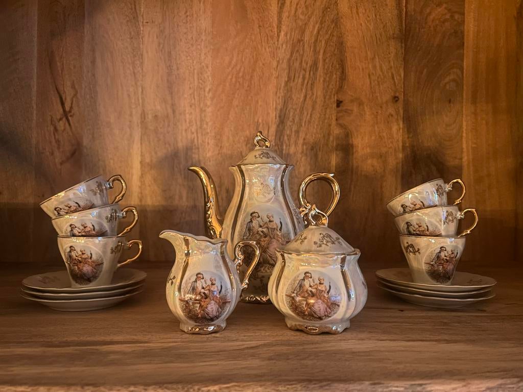 Vintage Mocca Serviesje, Antiek en Kunst, Ophalen