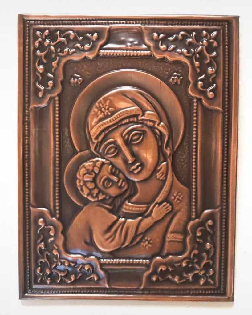 A vintage decorative plaque "Mother of God with Child”, Antiek en Kunst, Ophalen of Verzenden