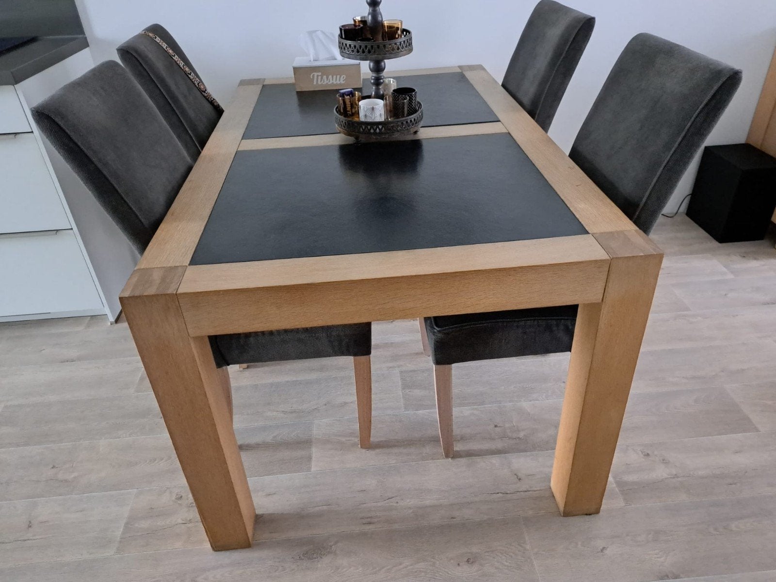 Eettafel met 4 stoelen, Ophalen, Gebruikt, Rechthoekig, 50 tot 100 cm
