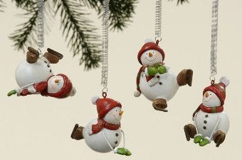 Sneeuwpopje hanger aan veer, Sneeuwman op schaatsen, wit, Ophalen of Verzenden, Nieuw, Wit, Kunststof
