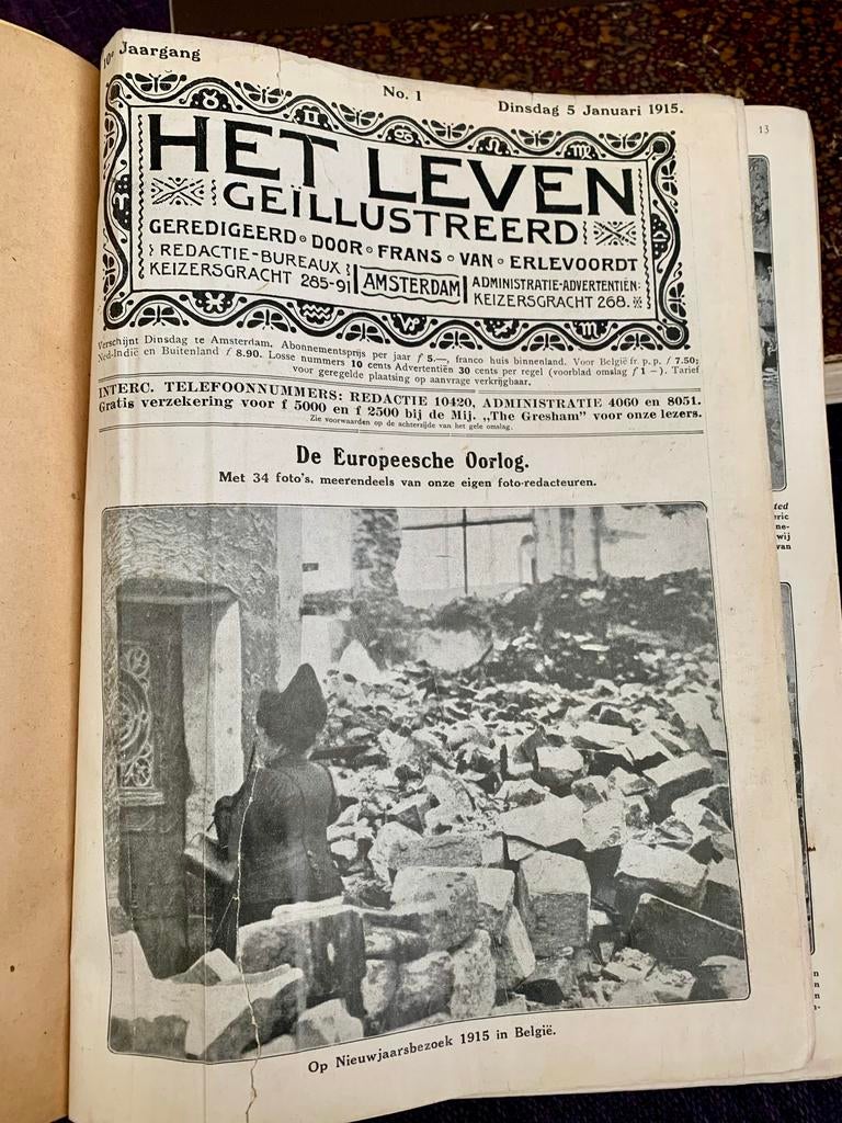 ‘Het Leven Geïllustreerd’, gebonden jaargang 1915., Verzamelen, Tijdschriften, Kranten en Knipsels, Ophalen of Verzenden, Voor 1920