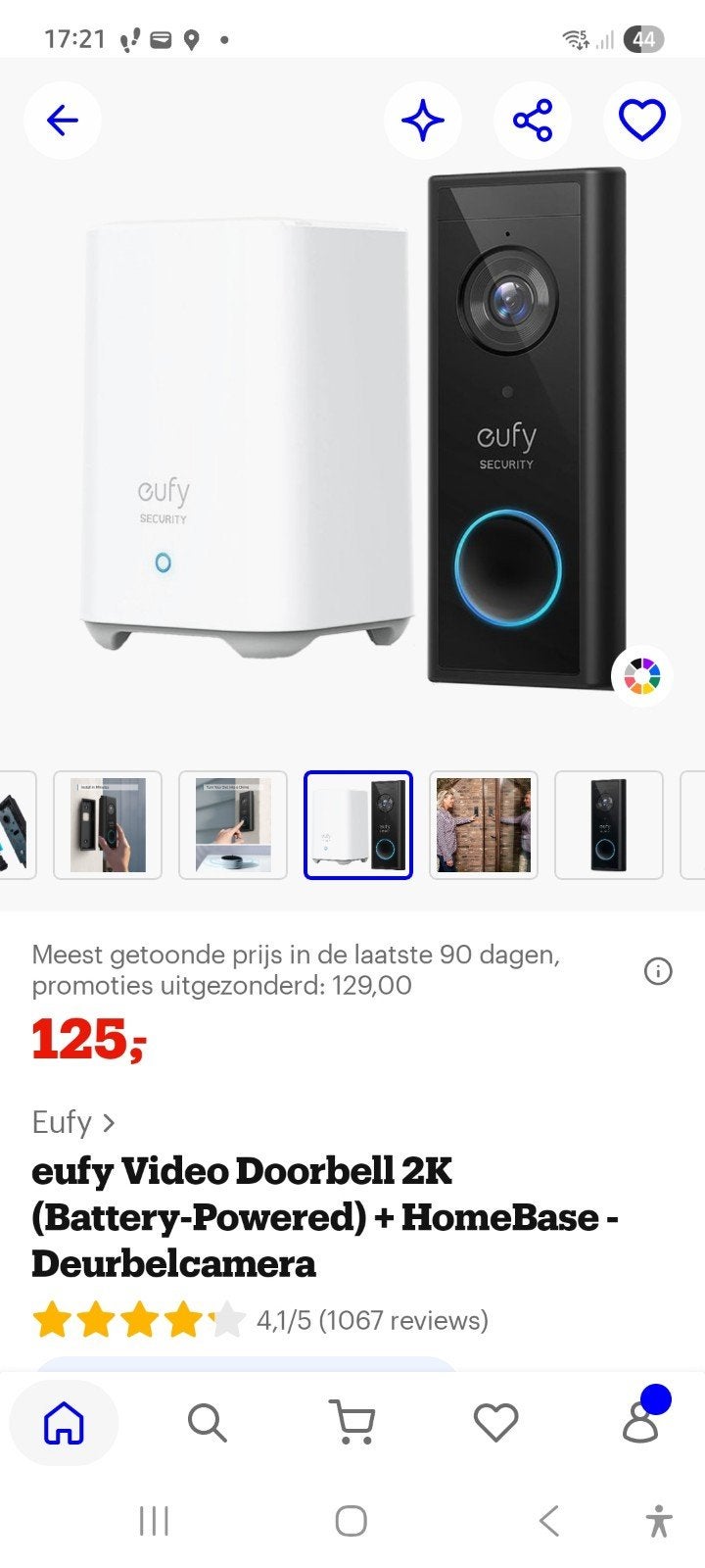 Eufy Video Deurbel 2K (Batterij) + HomeBase - Deurbelcamera, Ophalen of Verzenden, Zo goed als nieuw