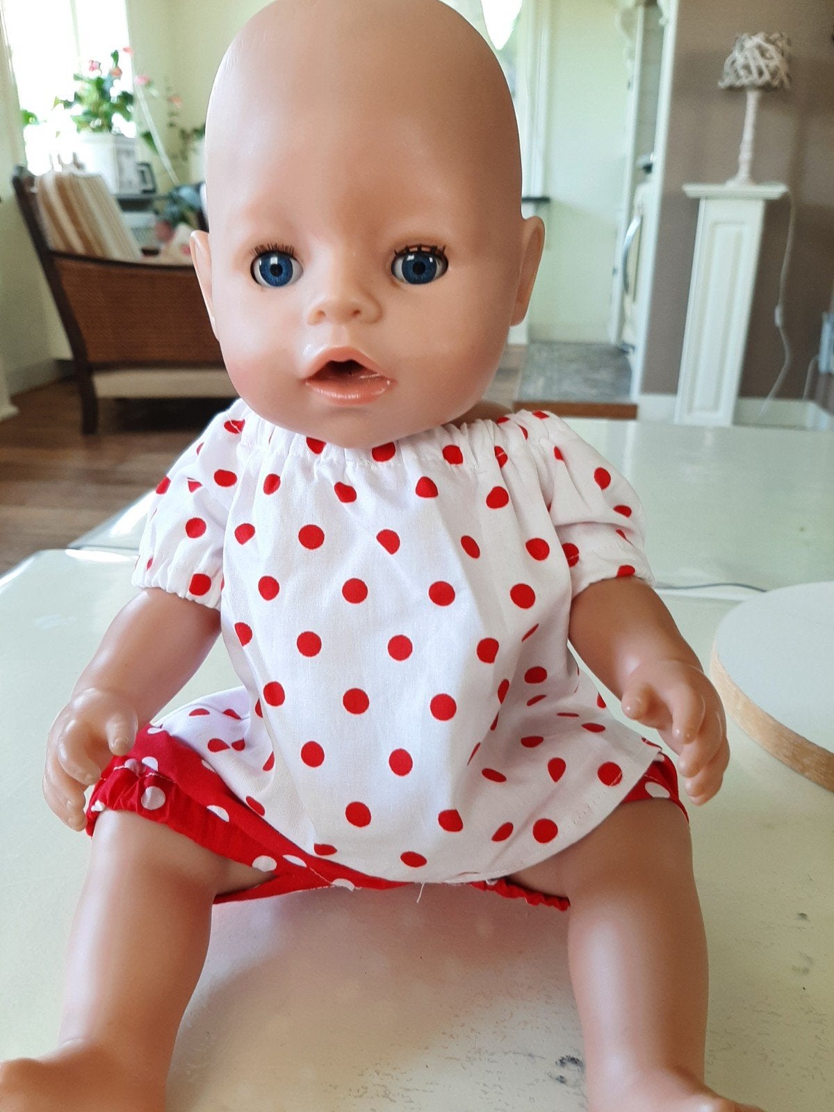 Leuk rode stippen set baby born pop 43cm, Ophalen of Verzenden, Nieuw, Babypop