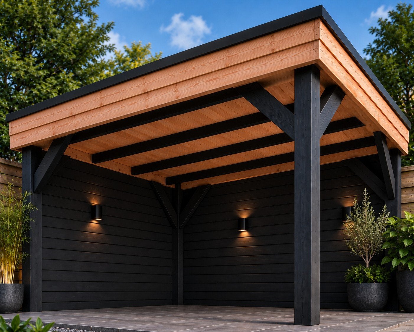 NIEUW! Zelfbouw Douglas overkapping, zwart en Douglas gecoat, Tuin en Terras, Ophalen of Verzenden, Nieuw, Veranda