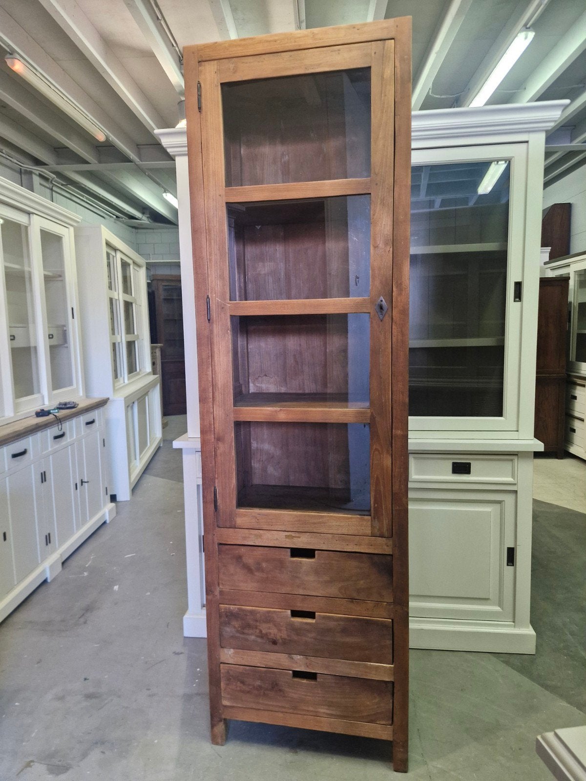 Mooie houten vitrinekast., Ophalen, Gebruikt, -, 200 cm of meer