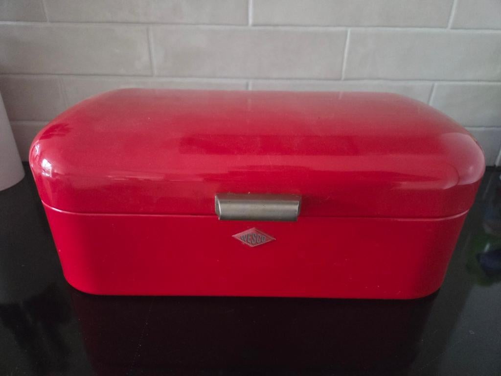 Wesco broodtrommel rood, Ophalen of Verzenden, Zo goed als nieuw, Metaal, Broodtrommel