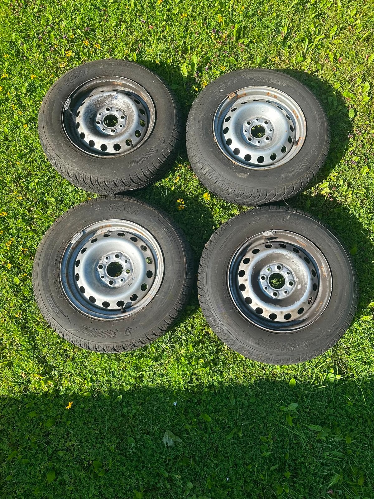Set van 4 gebruikte 155/80R13 79Q winterbanden met velgen, Ophalen