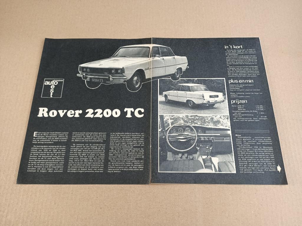 Auto Test (uit oud tijdschrift) Rover 2200 TC / P6 (1974), Verzenden, Gelezen
