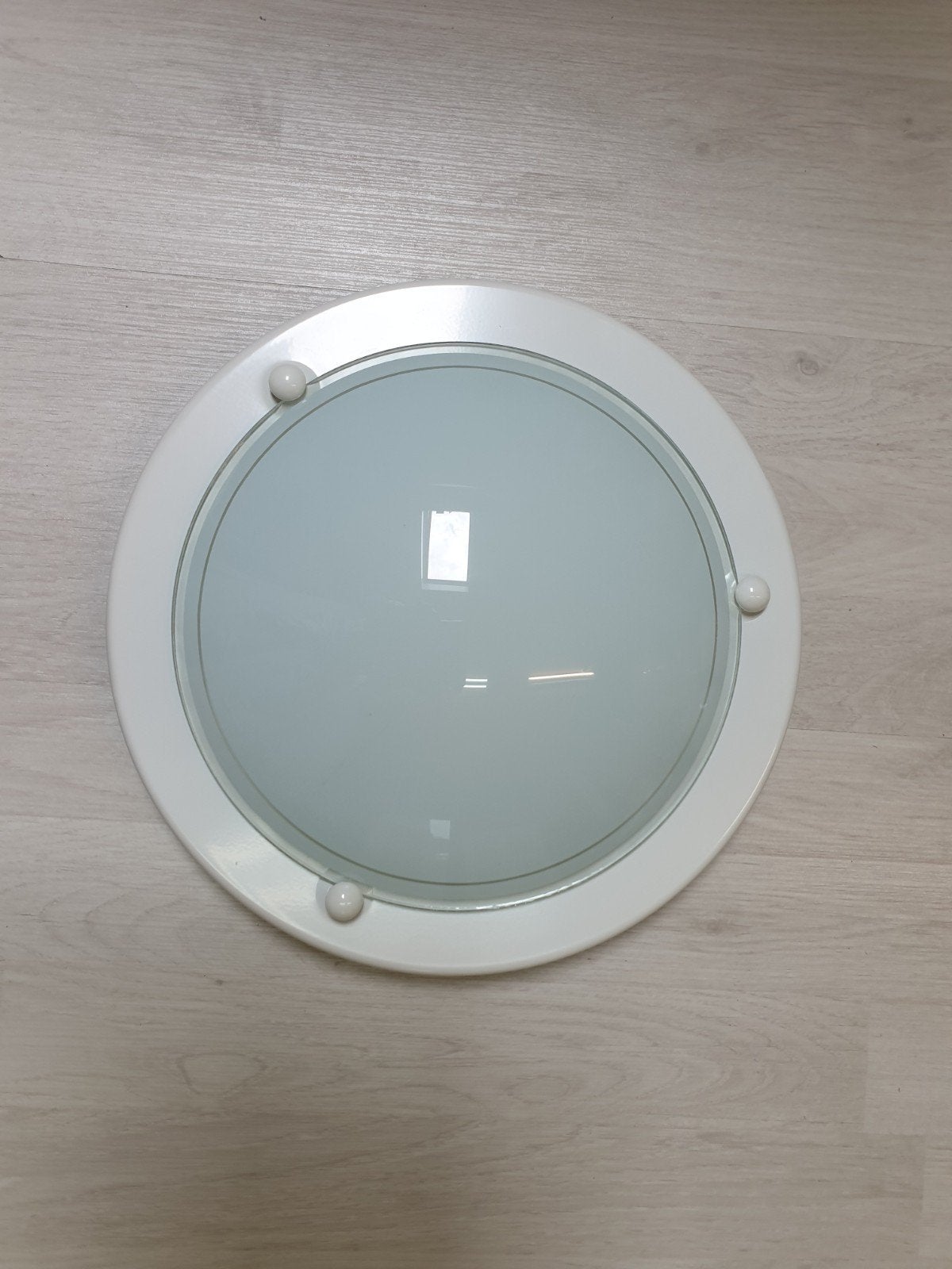 Witte Plafondlamp met Melkglas Kap, Gebruikt, Ophalen of Verzenden, Wit, Plafondlamp