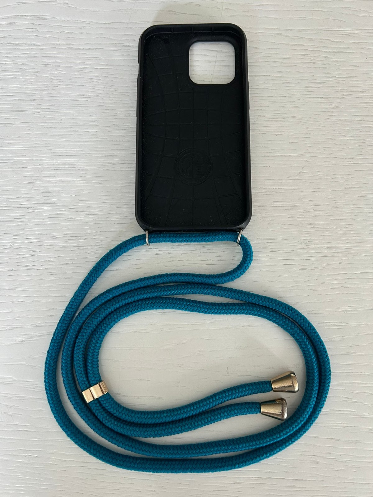 petrol telefoonketting en hoesje iPhone 13 pro HENDY, Ophalen of Verzenden, Gebruikt, Met koord, IPhone 13 Pro