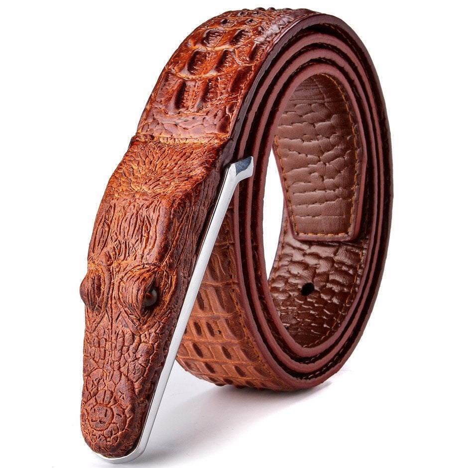 Bruine krokodil heren riem / luxe krokodillen cowboy mannen, Verzenden, Nieuw, Bruin, Riem of Ceintuur