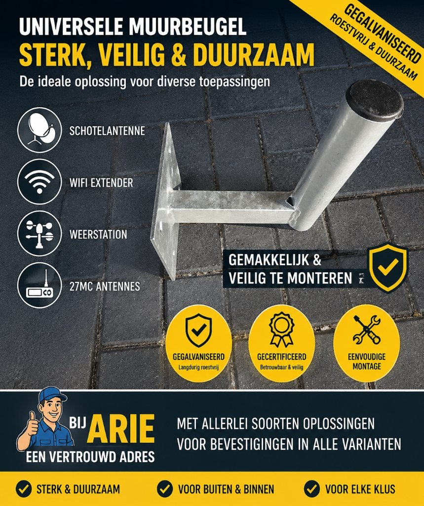 Universele Gegalvaniseerde Muurbeugel – €20,-, Ophalen of Verzenden, Nieuw, Antenne