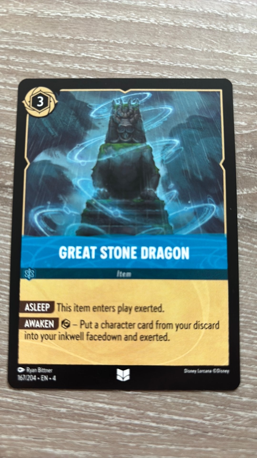 Disney Lorcana Great stone dragon 167-204 4URS nonfoil, Ophalen of Verzenden, Zo goed als nieuw