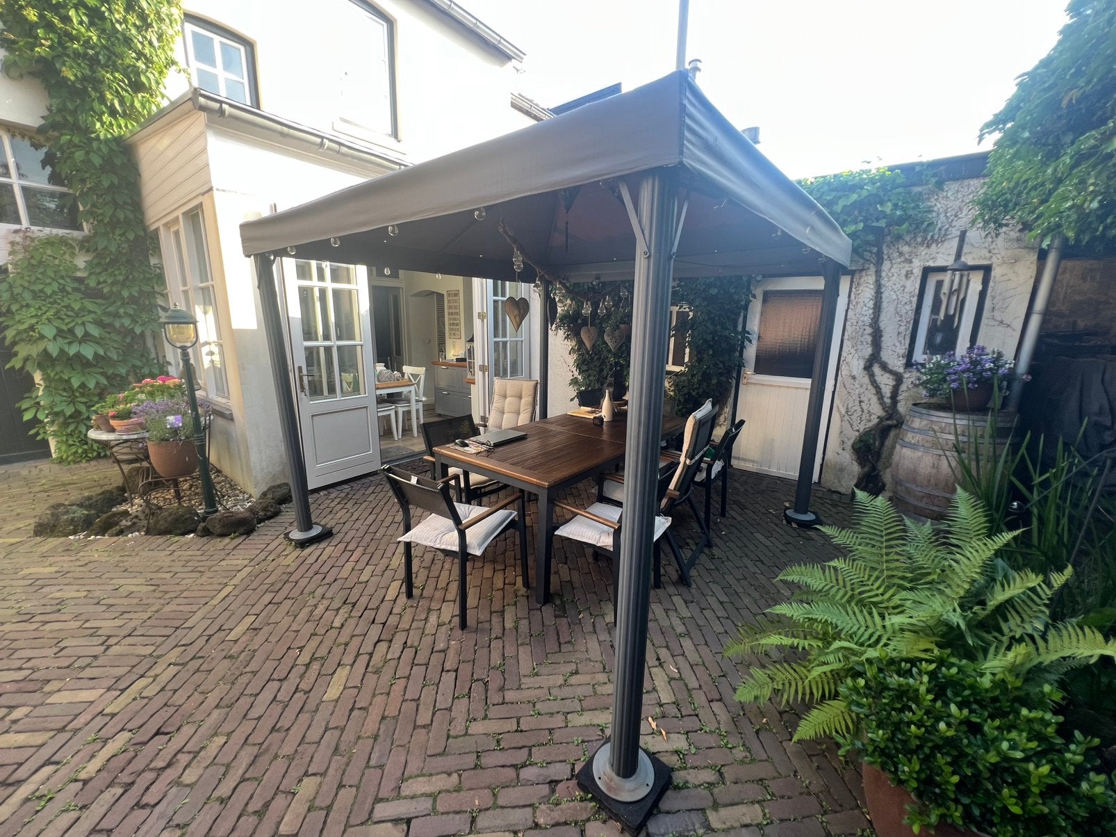 Tuinpaviljoen - overkapping Bois le duc kleur antraciet 3x3m, Ophalen, Gebruikt, Tuinpaviljoen