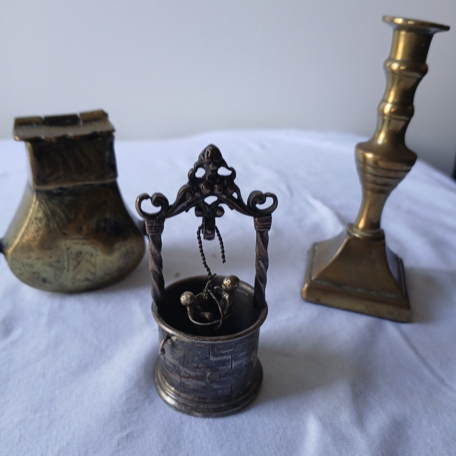 Set van 3 antieke messing/bronzen decoratieve items, Antiek en Kunst, Antiek | Koper en Brons, Ophalen of Verzenden, Brons