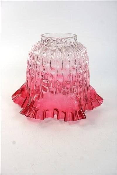Vintage lampenkapje roze gerokt glas, Huis en Inrichting, Lampen | Lampenkappen, Rond, Ophalen of Verzenden, Zo goed als nieuw
