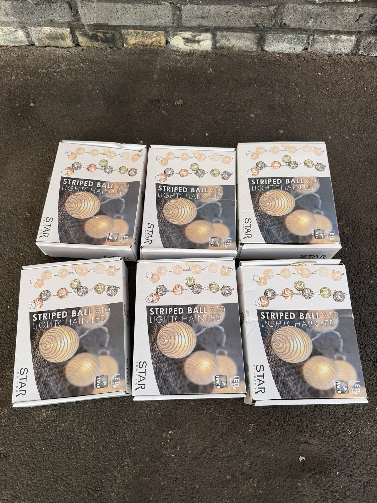 6x Star Striped Ball LED Lichtslinger met Timer, Met schakelaar, Ophalen of Verzenden, Nieuw, Overige merken