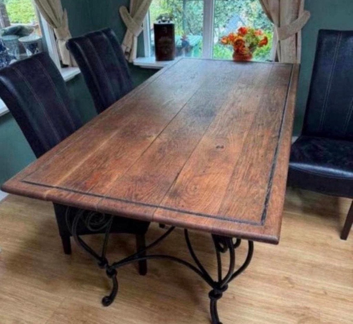 Brocante eettafel tuintafel 101x220, Ophalen, Gebruikt, Rechthoekig, Hout