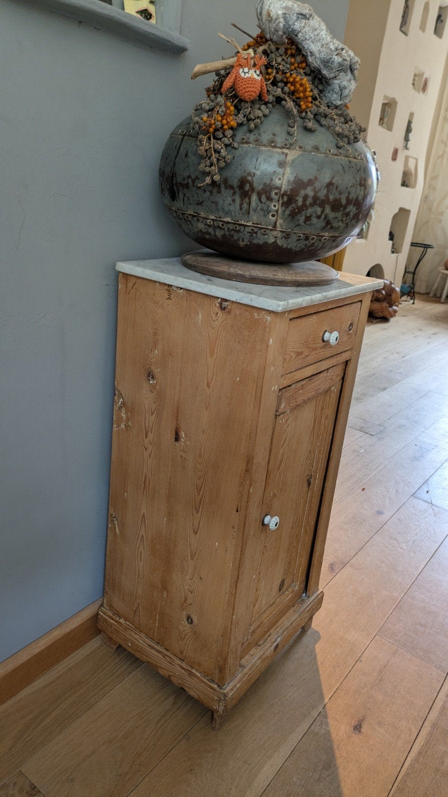 Antiek grenen nachtkastje ( pottenkastje ), Antiek en Kunst, Ophalen