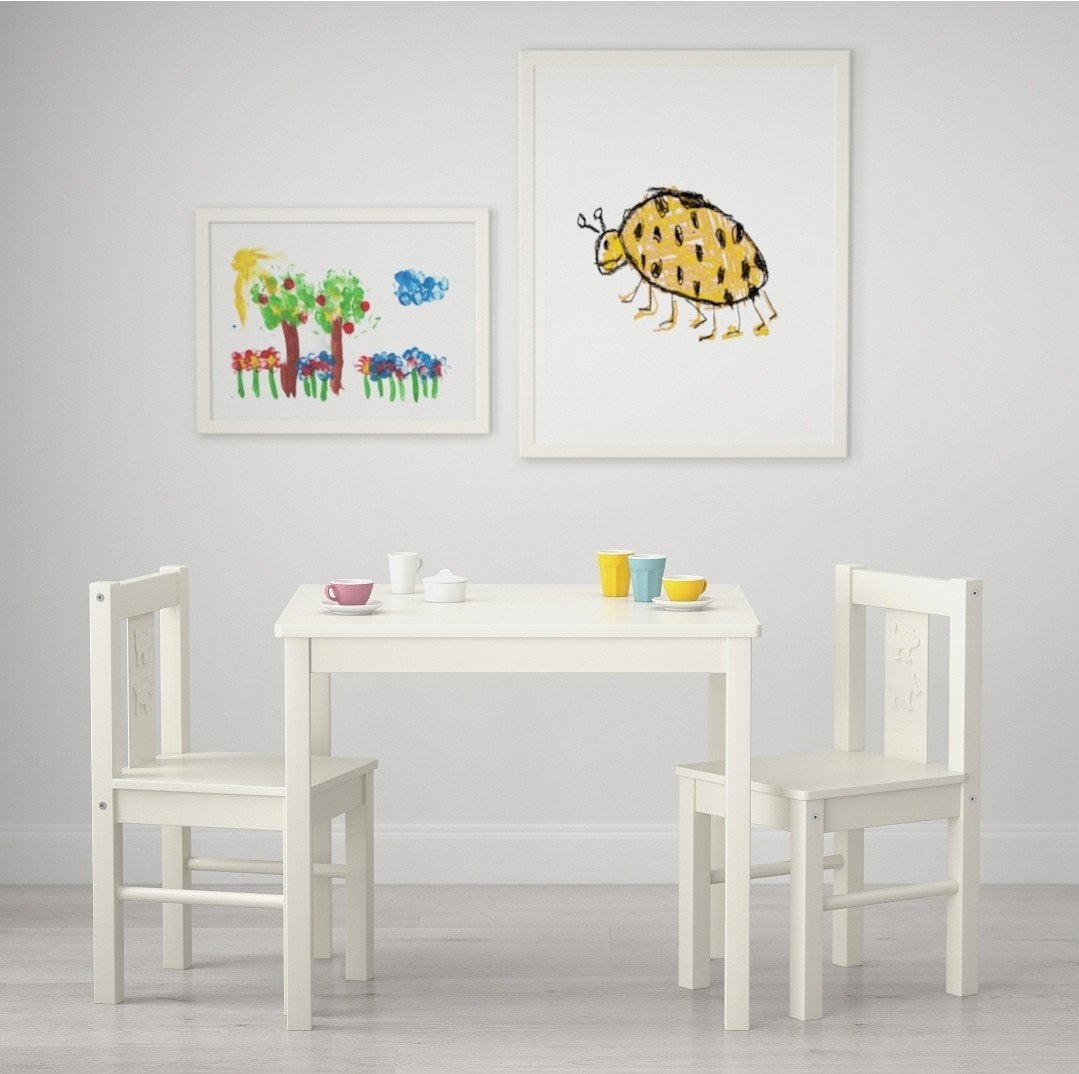 IKEA Kindertafel met twee stoelen, wit, Ophalen