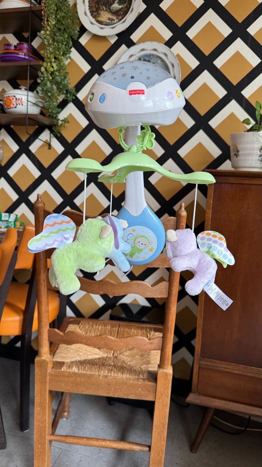 Fisher-Price Mobiel met muziek en sterrenprojectie, Ophalen of Verzenden, Zo goed als nieuw, Mobiel, Met licht