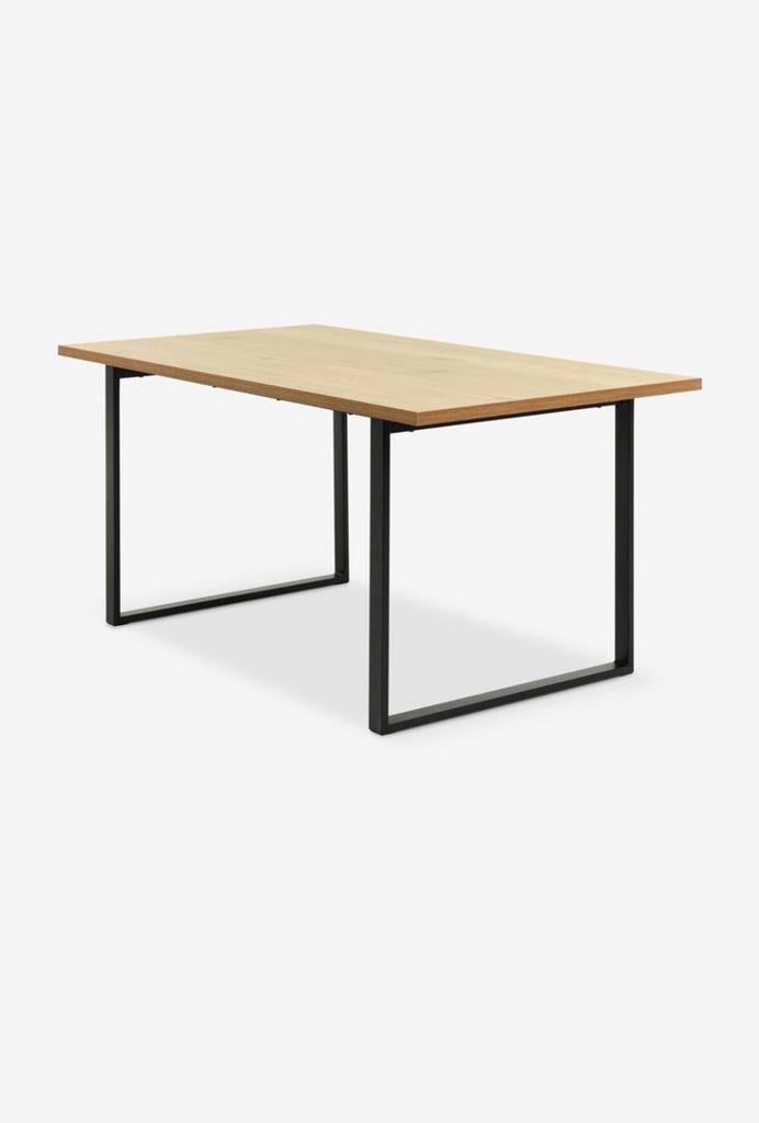 Eettafel 90x160 met houten blad en zwart stalen frame, Huis en Inrichting, Tafels | Eettafels, Ophalen, Overige materialen, 50 tot 100 cm
